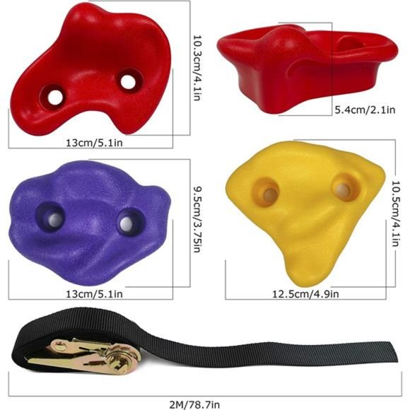 Tree Climbers, Set of 15 Climbing Holds/Steps for Kids with 6 Ratchet Straps - Picture 4 of 7